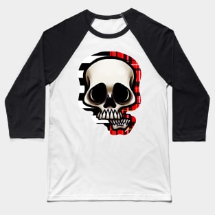 Split Pattern Skull Baseball T-Shirt